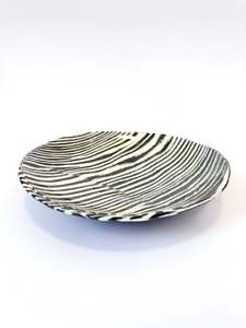Ceramic Nerikomi Statement Dish - Dark Green Stripe