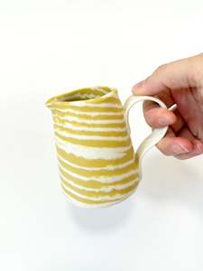 Ceramics: Ceramic Nerikomi Jug - Small - Mustard Stripe