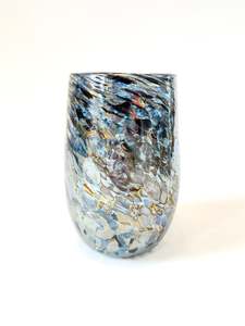 Glassware: Handblown Glass Tumbler - Black & Blue Lustre