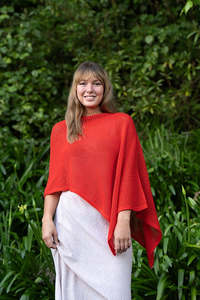 Scarves: Cotton Merino Mesh Poncho / Mandarin