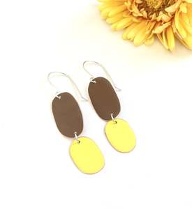 Lovefool Jewellery: Double Drop Earrings - Brown / Yellow