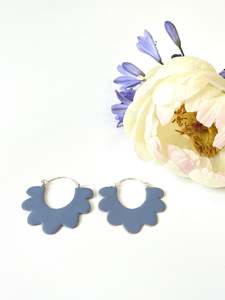 Lovefool Jewellery: Ruffle Hoop Earrings - Pigeon Blue