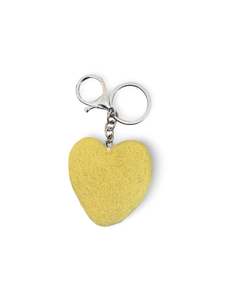 Yellow Heart Felted Wool Keyring/Clip