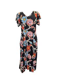 "Lucia" Dress - Red / Blue Flower Print