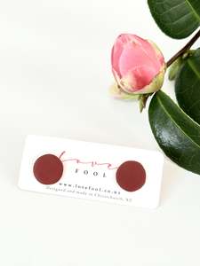 Lovefool Jewellery: Dot Stud Earrings - Dark Red