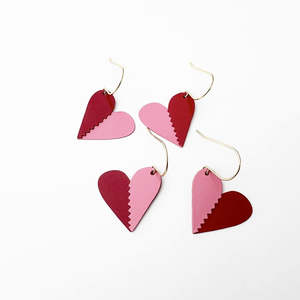 Jewellery: Mini BFF Heart set of earrings in Pink/Red