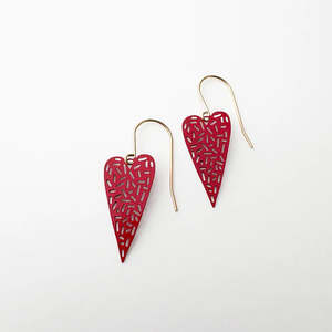 Jewellery: Mini Dash Heart Earrings in Red
