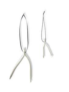 Wish Bone Ornament Raw Porcelain - Large