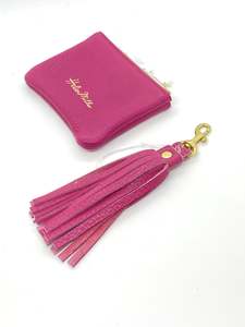 Products: Leather Tassel Key Ring or Clip - Raspberry