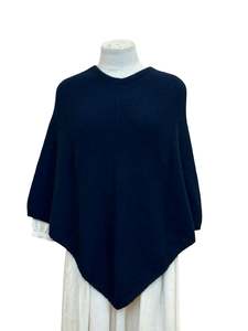 Possum Merino Poncho - Midnight Blue