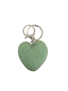 Store17: Soft Green Heart Felted Wool Keyring/Clip
