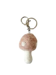 Mushroom Felted Wool Keyring/Clip - Blush