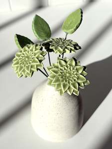Assorted Green Ceramic Flowers