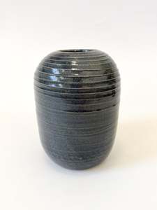 Handmade Ceramic Flower Vase - Dark Denim (A)