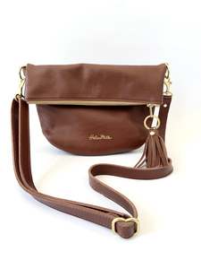 Bags: Mini Slouch Handbag - Chestnut brown leather