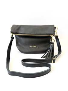 Mini Slouch - Black leather with Protea Patch lining