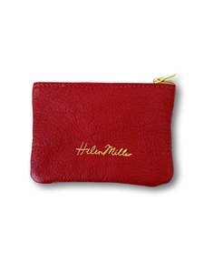 Bags: Leather Coin Purse - 12cm - Red