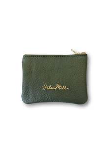 Bags: Leather Coin Purse - 12cm - Meadow Green