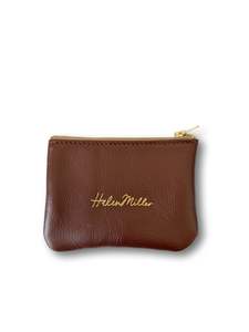 Bags: Leather Coin Purse - 12cm - Chestnut Brown