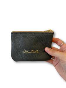 Leather Coin Purse - 12cm - Stone Grey