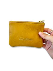 Bags: Leather Coin Purse - 12cm - Sunshine Mustard Yellow