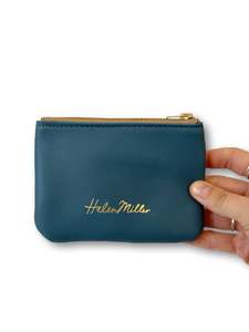 Bags: Leather Coin Purse - 12cm - Teal