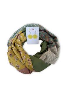 Scarves: Infinity Scarf - Pastel Florals / Sage Green