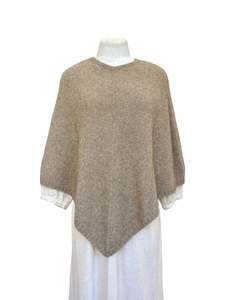 Possum Merino Poncho - Natural