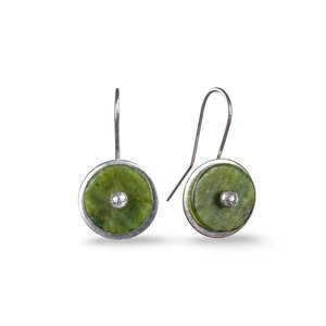Jewellery: Silver Greenstone Disc Earrings