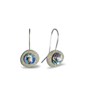 Jewellery: Beach Stone Paua Drop Earrings