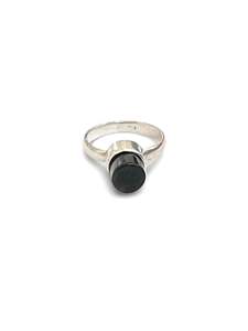 Dark Pounamu & Sterling Silver Small Cylinder Ring #2 (RI-CY1)