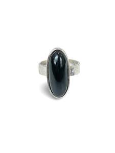 Jewellery: Dark Pounamu - Extra Long Skinny Oval Ring #2 (RI-OV8)