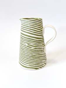 Ceramic Nerikomi Jug - Large - Light Green Stripe