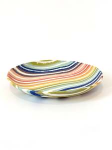 Ceramics: Ceramic Nerikomi Small Plate - Rainbow Stripe