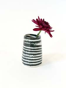 Ceramic Nerikomi Vase - Tiny - Black Stripe