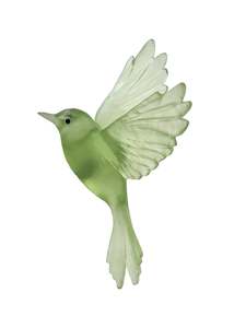 Glassware: Fernbird / Mātātā - Pale Olive - Glass artwork by Luke Jacomb