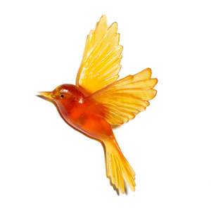 Glassware: Fernbird / Mātātā - Orange - Glass artwork by Luke Jacomb