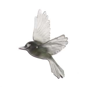 Fernbird / Mātātā - Grey - Glass artwork by Luke Jacomb