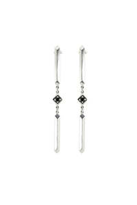 Parallel Stud Earrings in Sterling Silver & Black Spinel HH056