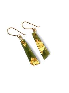 Gold Tipped Varied Shaped Pounamu Earrings (EA-GTV1)