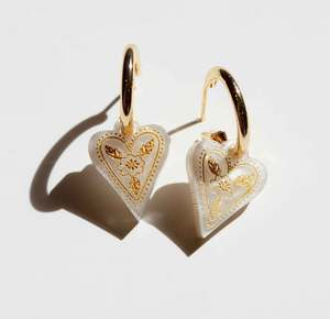 Jewellery: Boho Heart Earrings - Pearl