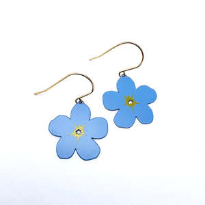 Jewellery: Mini Forget-Me-Not Flower Earrings in Blue & Yellow
