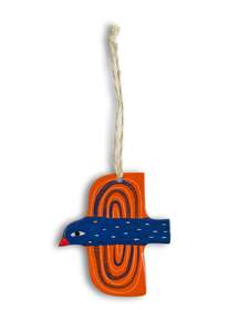 Dark Blue, Orange & Arch Ceramic Bird Decoration by Studio Soph