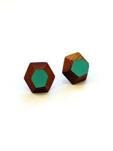 Bright Turquoise Faceted Native Timber Studs
