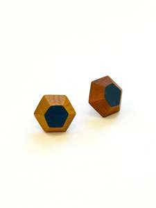 Navy Blue Faceted Native Timber Studs