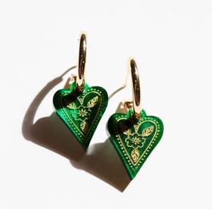 Earrings: Boho Heart Earrings - Leaf