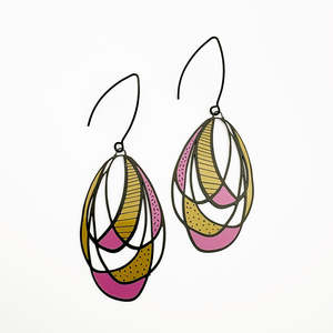 Jewellery: Art School Drop Out earrings in Pink and orange