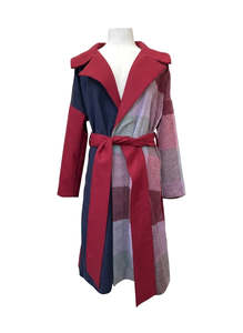 Clothing: One-Off "Niki" Coat - Burgundy / Navy