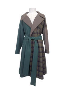 One-Off "Niki" Coat - Khaki Check / Petrol