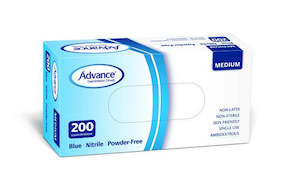 Gloves: Advance Blue Nitrile Powder Free Gloves (Box 200)